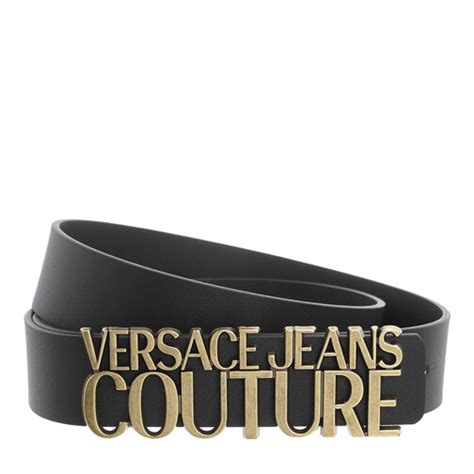 versace jeans leather belt in black with chain detail|Versace Jeans couture belt women's.